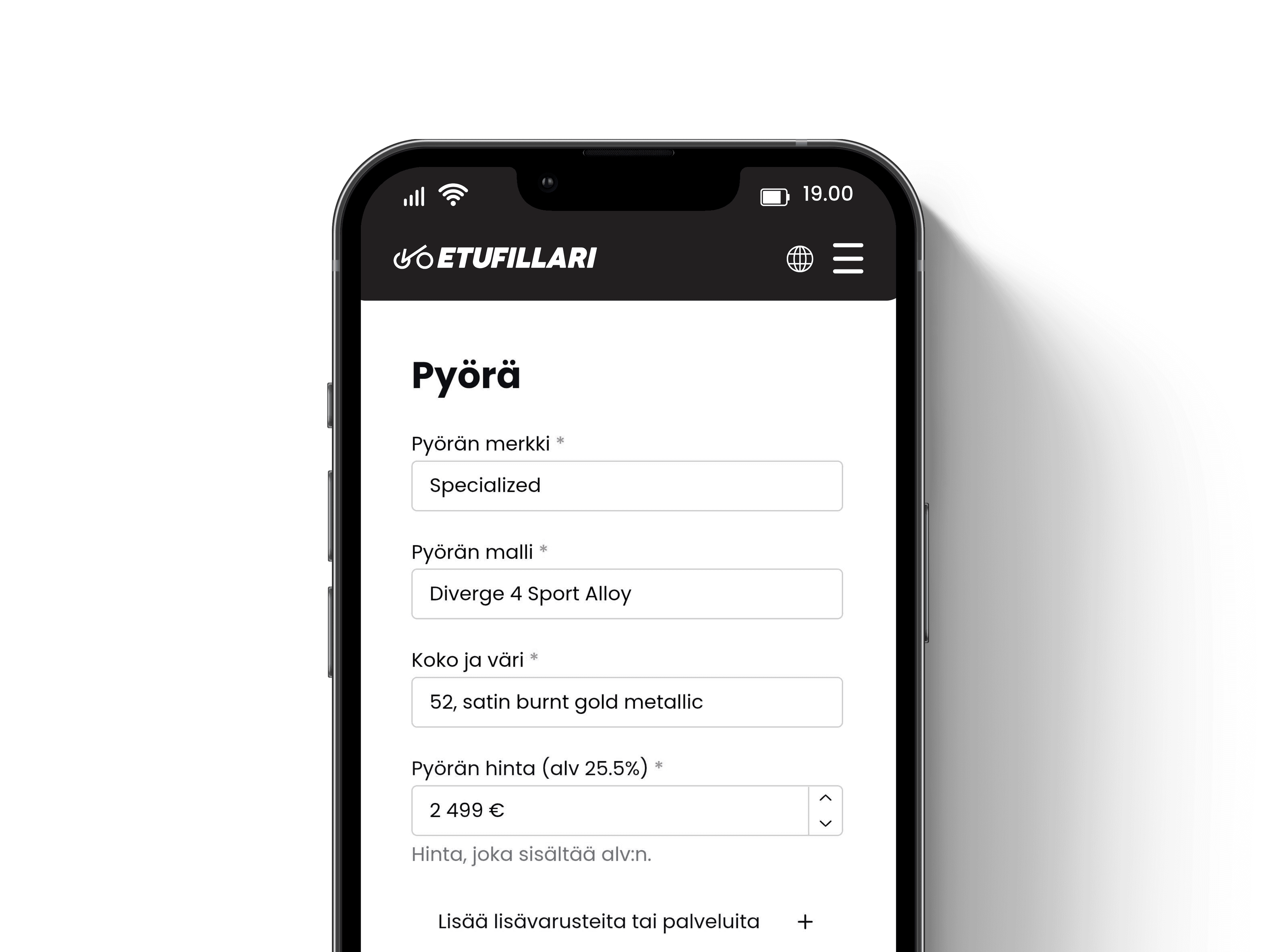myBike-verkkopalvelu älypuhelimen näytöllä – työsuhdepyörän hallinta helposti selaimessa.